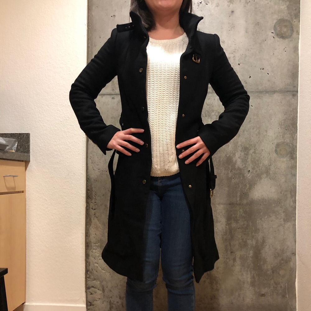 Black, wool, military style Zara coat
